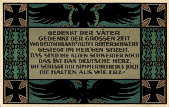Artist Postcard Schauroth, Lina v., War Women and Children Welfare Bingen, Remembering the Fathers