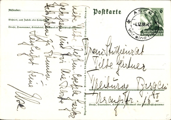 Postal stationery Postcard We thank our Führer, Sudetenland, Bohemia, Moravia, Hitler
