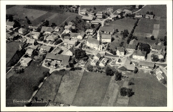 Postcard Ebersbach Buch in Swabia Bavaria, aerial view of Swabia, residential buildings, streets