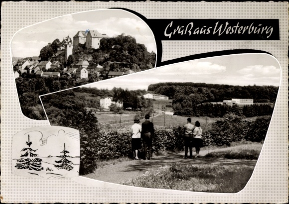 Postcard Westerburg in the Westerwald, castle, spa house, Inner Mission, school camp Düsseldorf-Eller