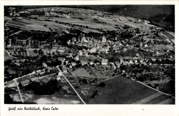 Postcard Neubulach in the Black Forest, aerial photograph