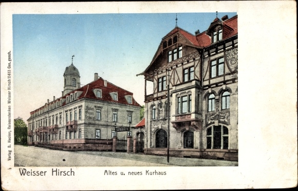 Ak Dresden Weißer Hirsch, altes und neues Kurhaus