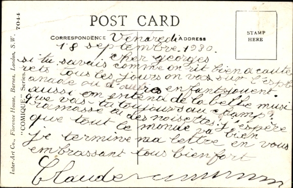 Artist Postcard McGill, D., Car ride, passengers on the ground