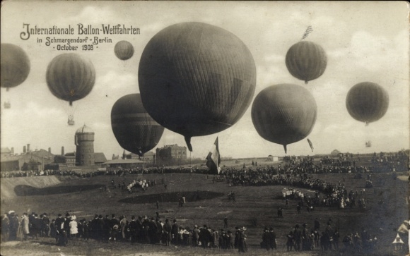Postcard Berlin Wilmersdorf Schmargendorf, International Balloon Races October 1908