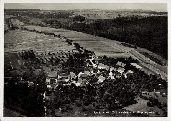 Postcard Unterberken (near Göppingen) Schorndorf in Württemberg, aerial photograph, village view, Schurwald, F