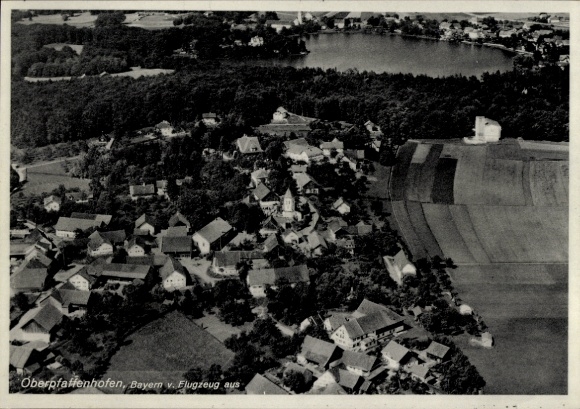 Postcard Oberpfaffenhofen Weßling in Upper Bavaria, aerial photograph