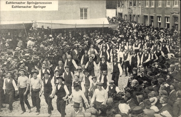 Postcard Echternach Luxembourg, Spring Procession, Echternach Springer