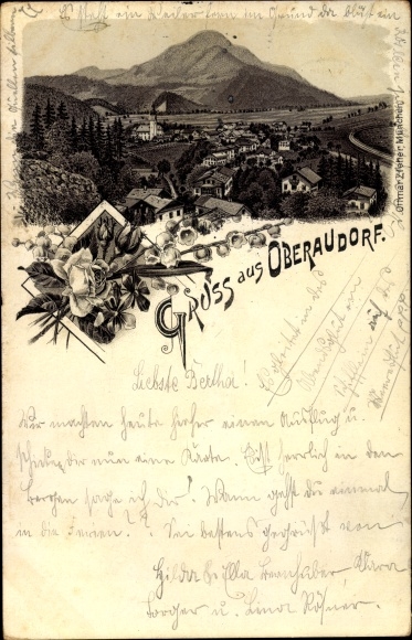 Chromo-Litho Oberaudorf in Upper Bavaria, total view of the place