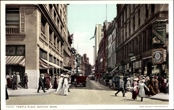 Postcard Boston Massachusetts USA, Temple Place