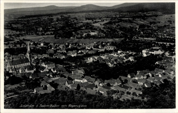 Postcard Sinzheim in Baden, aerial photograph
