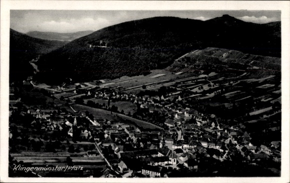 Postcard Klingenmünster on the Palatinate Wine Route, aerial photograph