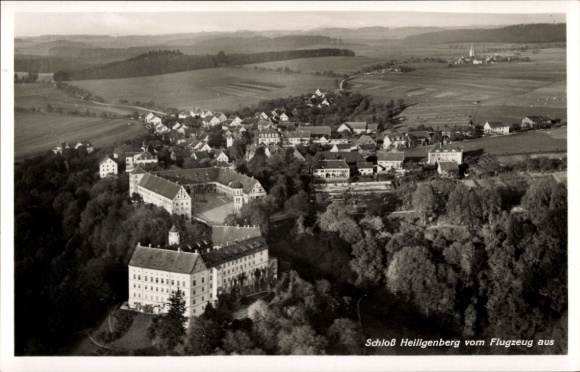 Postcard Heiligenberg am Bodensee, castle, aerial photograph