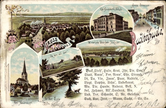 Chromo-Litho Buxtehude in Lower Saxony, Breite Straße, Am Moortor, An der Este, building trade school