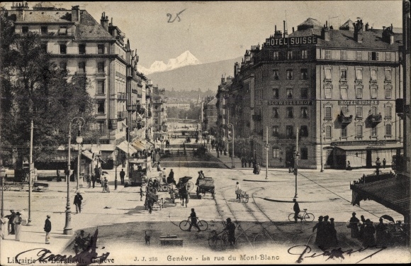 Ak Genève Genf Schweiz, Rue du Mont Blanc, Hotel Suisse