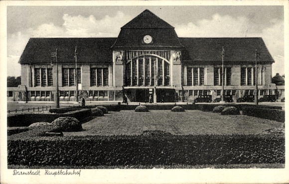 Ak Darmstadt in Hessen, Hauptbahnhof, Bahnhofsuhr