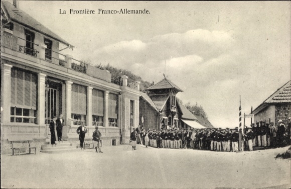 Postcard La Frontiere Franco Allemande, German French Border