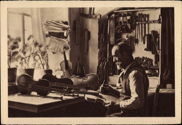 Postcard Mittenwald in Upper Bavaria, Mittenwald violin maker, WHW