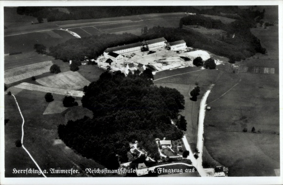 Postcard Herrsching am Ammersee, aerial photograph, Reich Finance School