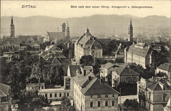PC Zittau in Upper Lusatia, view of the new Kgl. district court and prison