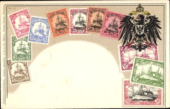 Briefmarken Präge Ak Deutsch Ostafrika Tansania, Wappen