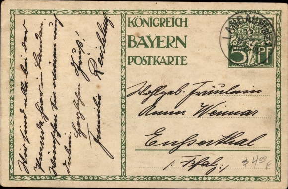 Postal stationery artist PC Diez, M., Prince Regent Luitpold of Bavaria 1911, 5 Pfennig