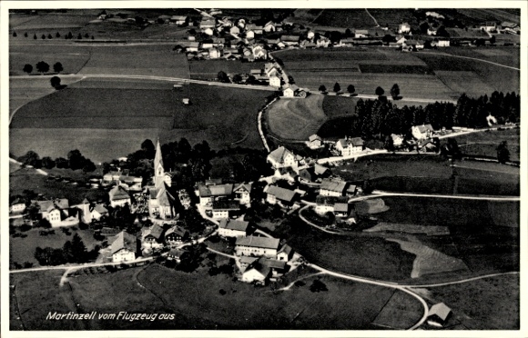 Postcard Martinszell Waltenhofen in Oberallgäu, aerial photograph