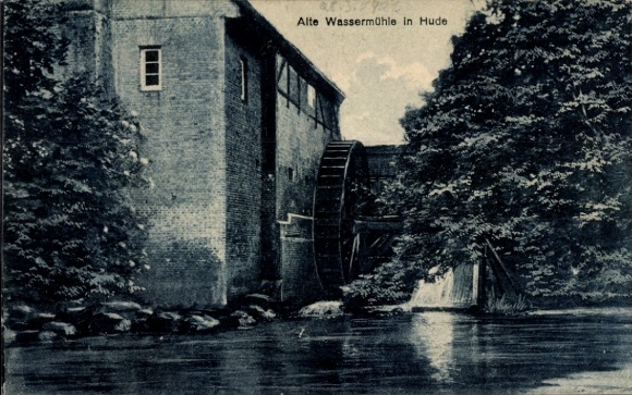 Postcard Hude in Oldenburg, Old Watermill
