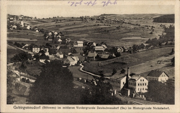Ak Deutschneudorf in het Erzgebirge, Gebirgsneudorf, Nickelsdorf, algemeen beeld