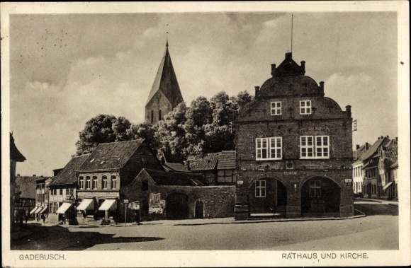Postcard Gadebusch in Mecklenburg, town hall and church