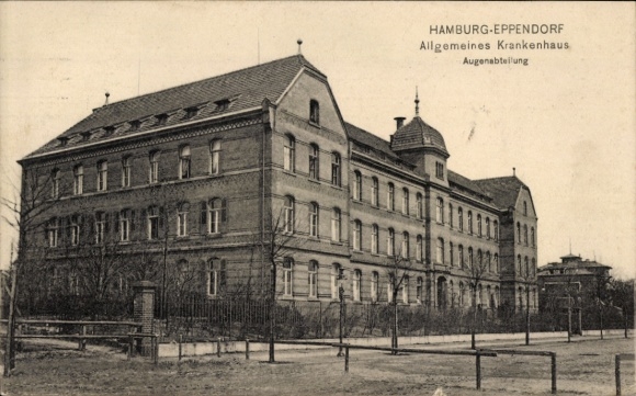 Postcard Hamburg Nord Eppendorf, New General Hospital, Eye Department