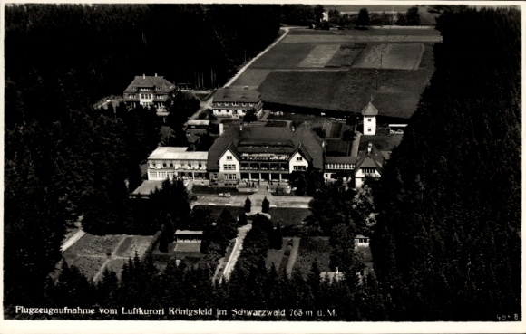 Ak Königsfeld im Schwarzwald Baden, Luftaufnahme, Luftkurort Königsfeld, Schwarzwald, 763 m ü. M.