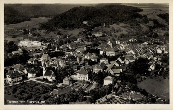 Postcard Tiengen am Oberrhein, aerial photograph