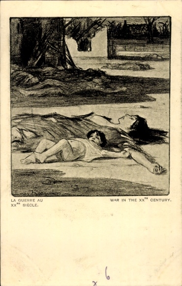 Artist Postcard Raemaekers, Louis, La Guerre au XXme Siècle, War in the XX Century, Mother, Child