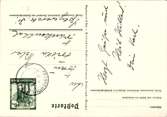 Postal stationery Postcard Klein, One People, One Reich, One Leader, Anschluss of Austria 1938, Greater Germany