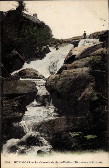 Postcard Huelgoat Finistere, The Waterfall of Saint Herbot