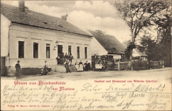 Postcard Blankenfelde in Brandenburg, inn and restaurant Wilhelm Schröder