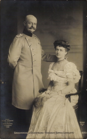 Postcard Grand Duke Friedrich August II of Oldenburg, Duchess Sophie Charlotte, RPH 5293