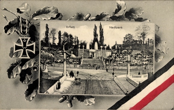 Passepartout PC Erfurt in Thuringia, city park, tracks, iron cross