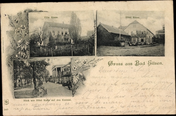 Postcard Bad Eilsen in Lower Saxony, Villa Rinne, Hotel Rinne, Kursaal