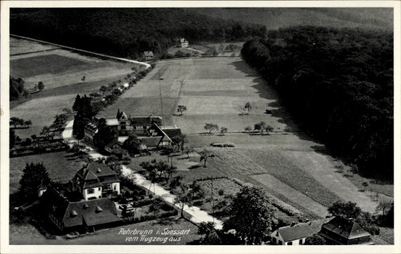 Postcard Rohrbrunn Weibersbrunn in the Spessart, aerial photograph