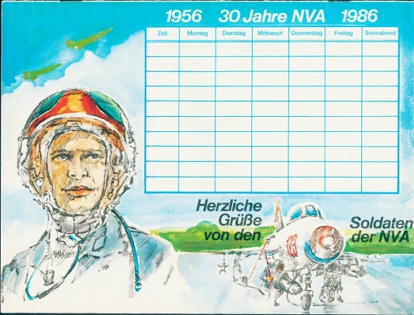 DDR magazine - 30 years NVA 1986 - soldiers of the NVA pilot tank driver with timetable
