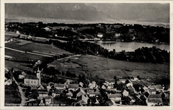 Postcard Seehausen am Staffelsee, aerial photograph