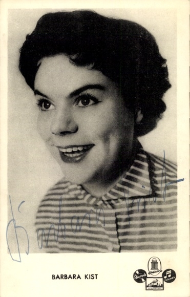 Postcard actress and singer Barbara Kist, portrait, autograph