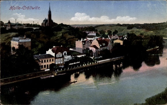Postcard Kröllwitz Halle an der Saale, partial view of the town