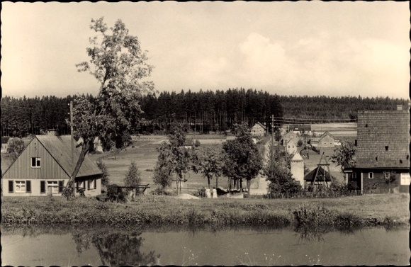 Postcard Muldenberg Grünbach im Vogtland, town view