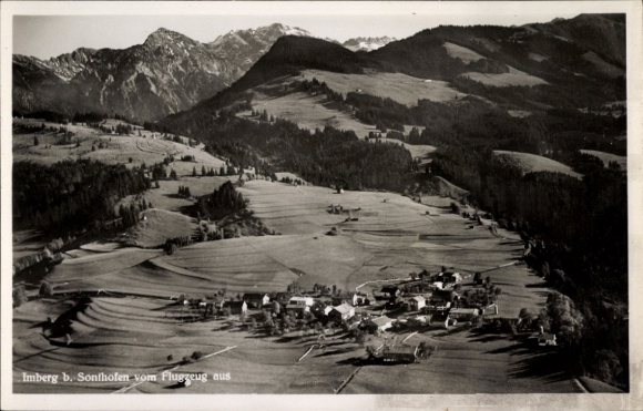 Postcard Imberg Sonthofen in the Oberallgäu Swabia, view of Imberg, near Sonthofen, from the airplane,