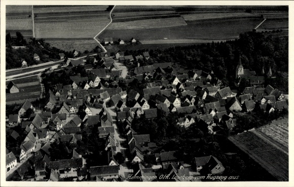 Postcard Hemmingen in Württemberg, aerial photograph