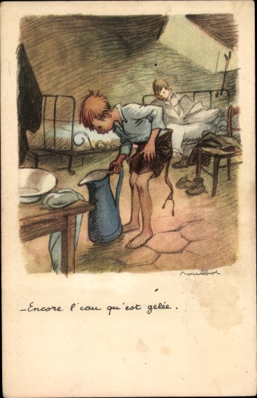 Artist Postcard Poulbot, Francisque, Still the water that is frozen, National League against the Taudis