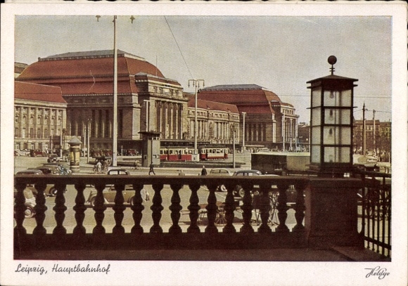 Ak Leipzig, Hauptbahnhof, Vorplatz, Straßenbahn