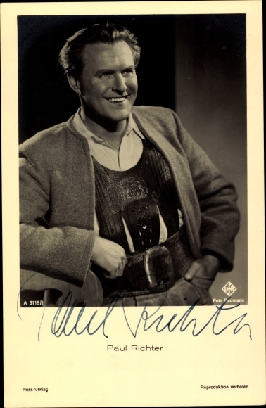 Postcard actor Paul Richter, portrait, Ross 3119/1, autograph